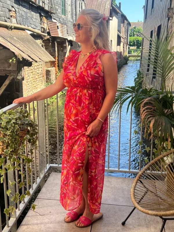 Robe longue fuchsia grande taille cache cœur | Dream By C