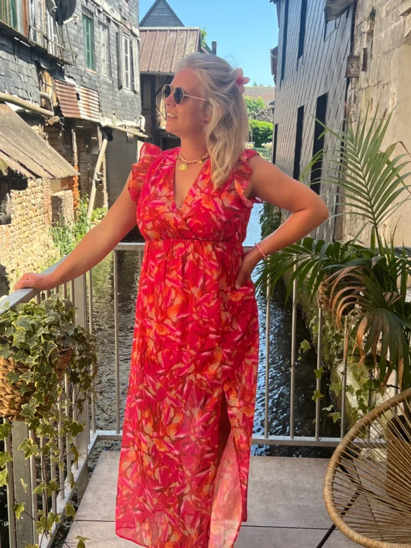 Robe longue fuchsia grande taille cache cœur | Dream By C