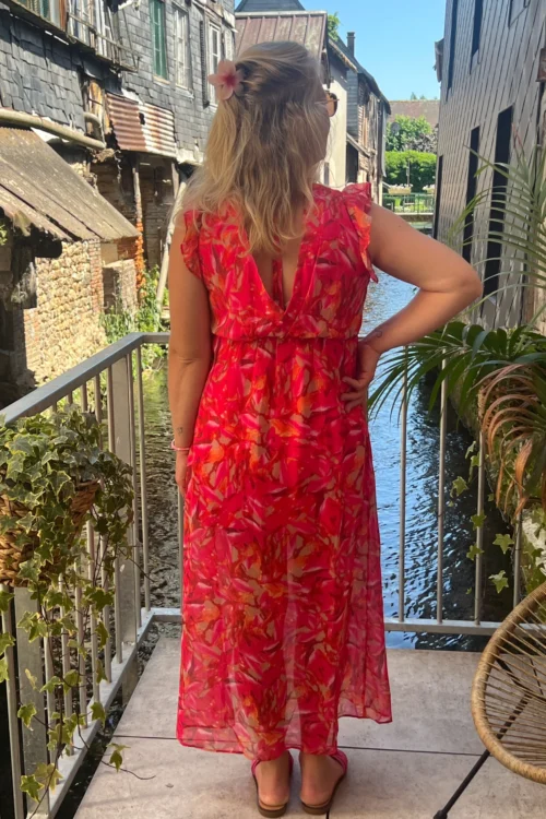 Robe longue fuchsia grande taille cache cœur | Dream By C