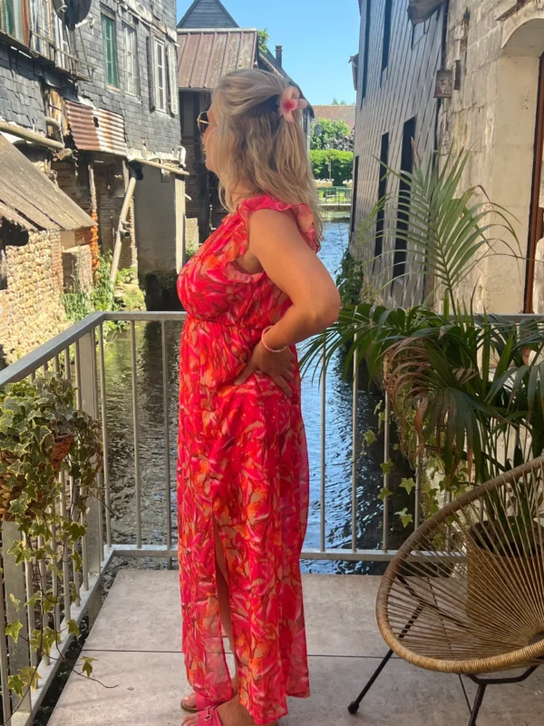 Robe longue fuchsia grande taille cache cœur | Dream By C