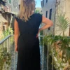 Robe longue grande taille nœud, terracotta bleu noir | Dream By C