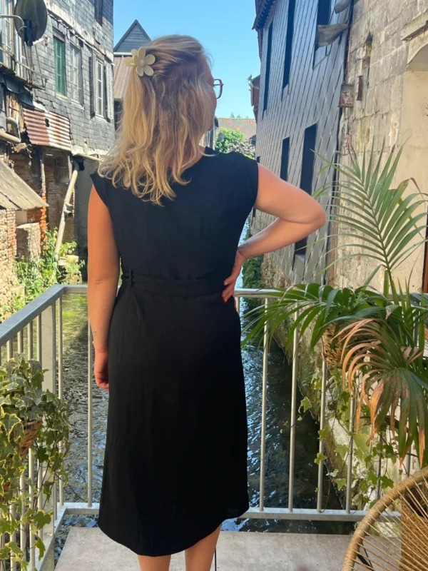 Robe longue grande taille nœud, terracotta bleu noir | Dream By C