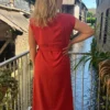 Robe longue grande taille nœud, terracotta bleu noir | Dream By C