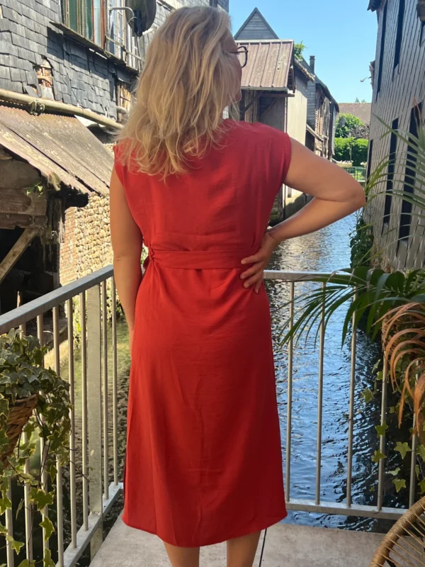 Robe longue grande taille nœud, terracotta bleu noir | Dream By C