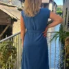 Robe longue grande taille nœud, terracotta bleu noir | Dream By C
