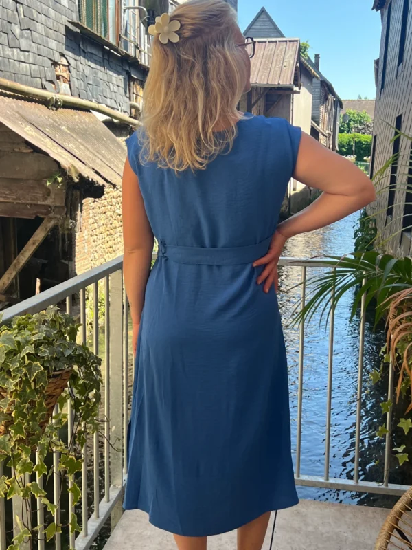 Robe longue grande taille nœud, terracotta bleu noir | Dream By C