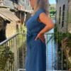 Robe longue grande taille nœud, terracotta bleu noir | Dream By C