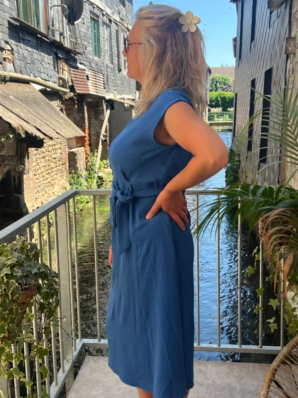 Robe longue grande taille nœud, terracotta bleu noir | Dream By C