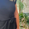 Robe longue grande taille nœud, terracotta bleu noir | Dream By C
