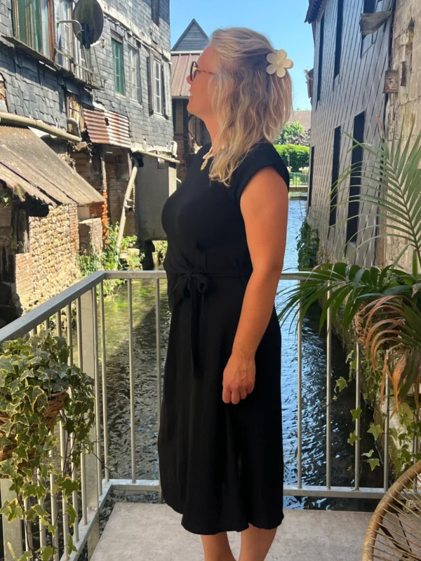 Robe longue grande taille nœud, terracotta bleu noir | Dream By C