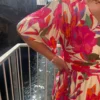 Robe longue tropicale grande taille, col V élastique | Dream By C