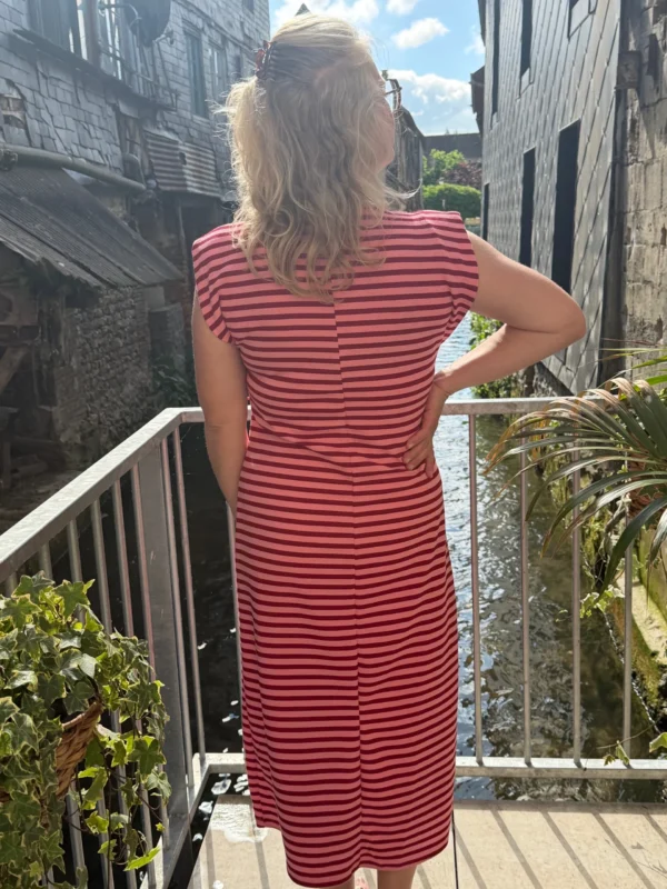 Robe marinière longue femme rayée rose rouge | Dream By C