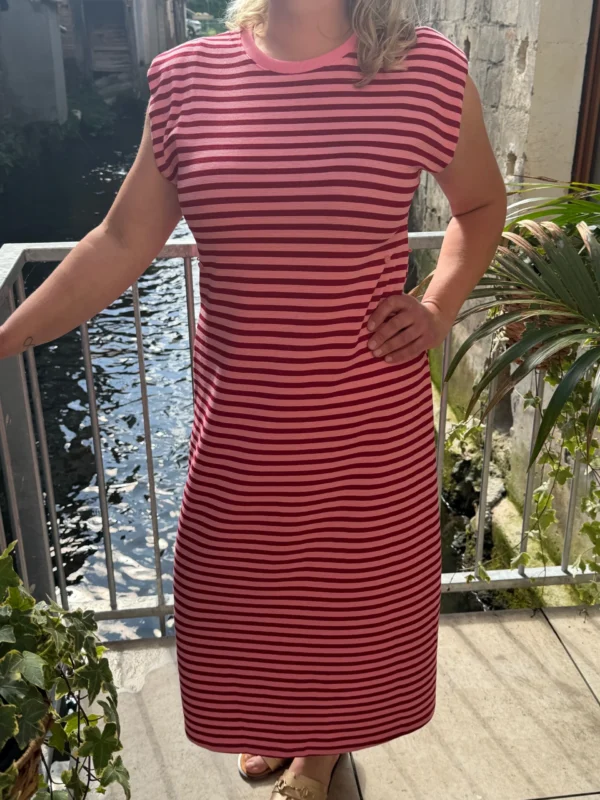 Robe marinière longue femme rayée rose rouge | Dream By C