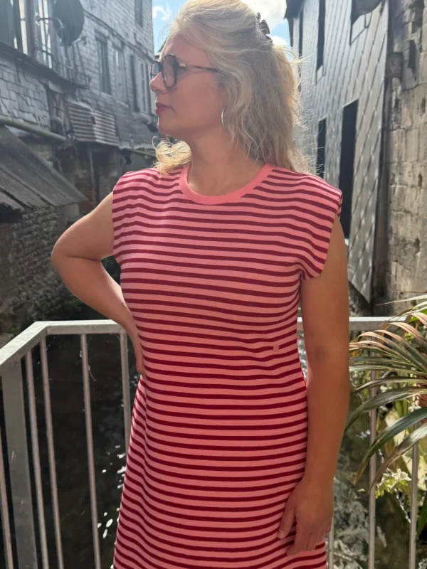 Robe marinière longue femme rayée rose rouge | Dream By C