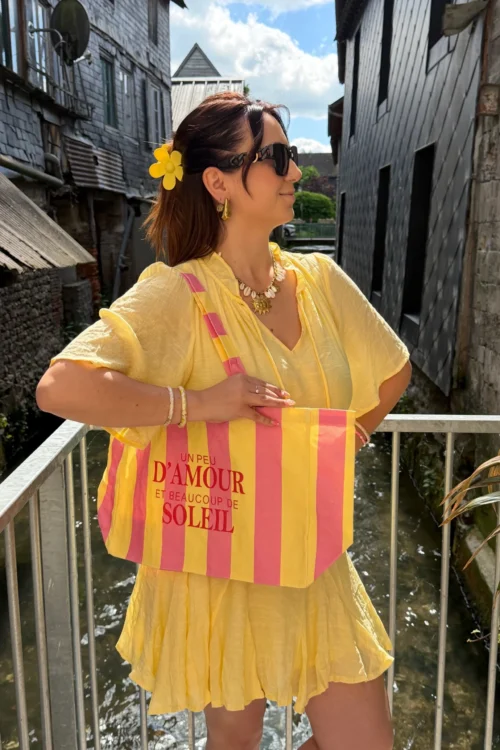 sac-cabas-coton-femme-amour-soleil Sac cabas coton femme "Un peu d'amour" | Dream By C