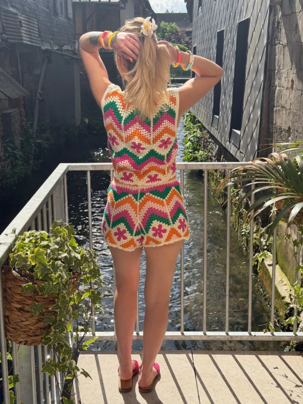 Short crochet coloré femme doublé, 5 coloris motifs | Dream By C