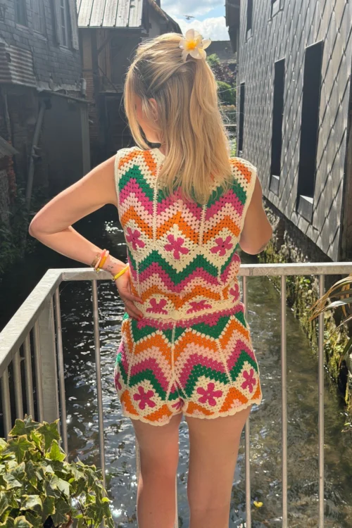 Short crochet coloré femme doublé, 5 coloris motifs | Dream By C