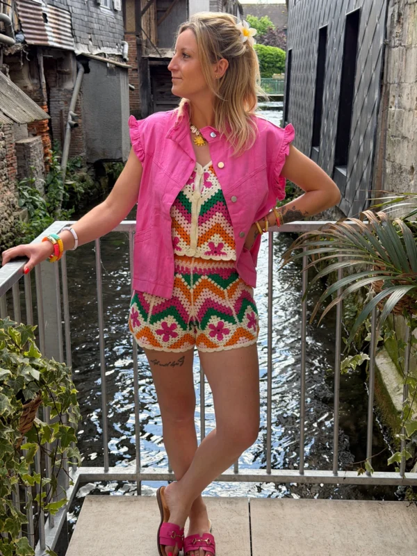 Short crochet coloré femme doublé, 5 coloris motifs | Dream By C