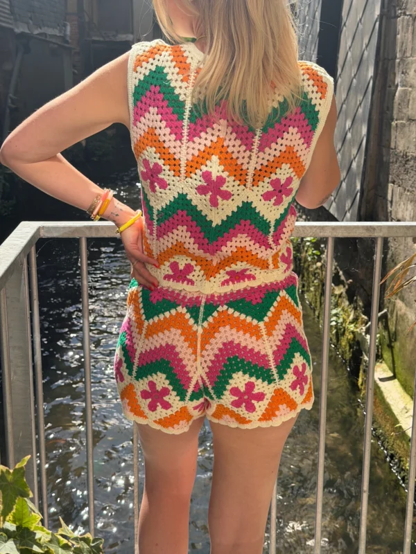 Short crochet coloré femme doublé, 5 coloris motifs | Dream By C