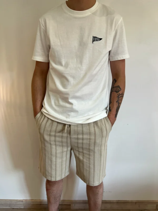 Short homme beige rayé, regular fit 2 poches | Dream By C