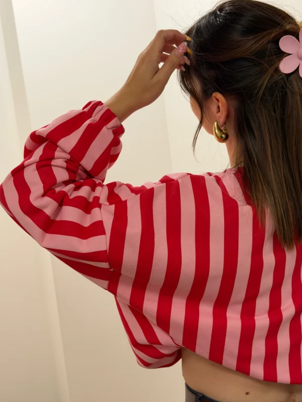Sweat rayures femme bouffant rose rouge Malibu | Dream By C