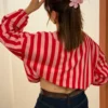 Sweat rayures femme bouffant rose rouge Malibu | Dream By C
