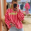 Sweat rayures femme bouffant rose rouge Malibu | Dream By C