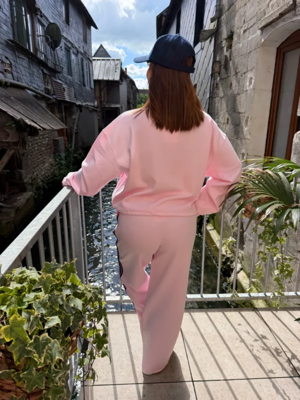 Sweat zippé femme brodé Brooklyn rose pâle | Dream By C