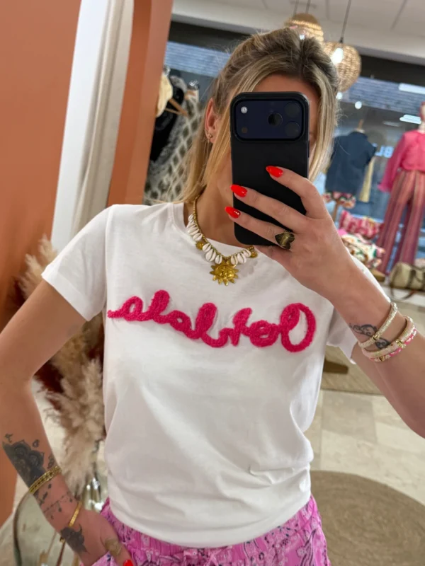 T-shirt brodé message femme coton blanc OohLaLa| Dream By C