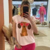 T-shirt épaulettes femme imprimé Girl Boss teckel | Dream By C