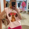 T-shirt épaulettes femme imprimé Girl Boss teckel | Dream By C