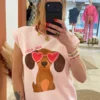T-shirt épaulettes femme imprimé Girl Boss teckel | Dream By C