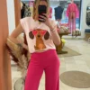 T-shirt épaulettes femme imprimé Girl Boss teckel | Dream By C