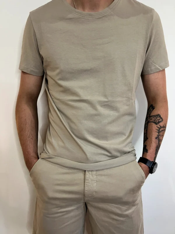 T-shirt homme col rond coton, kaki marine beige | Dream By C
