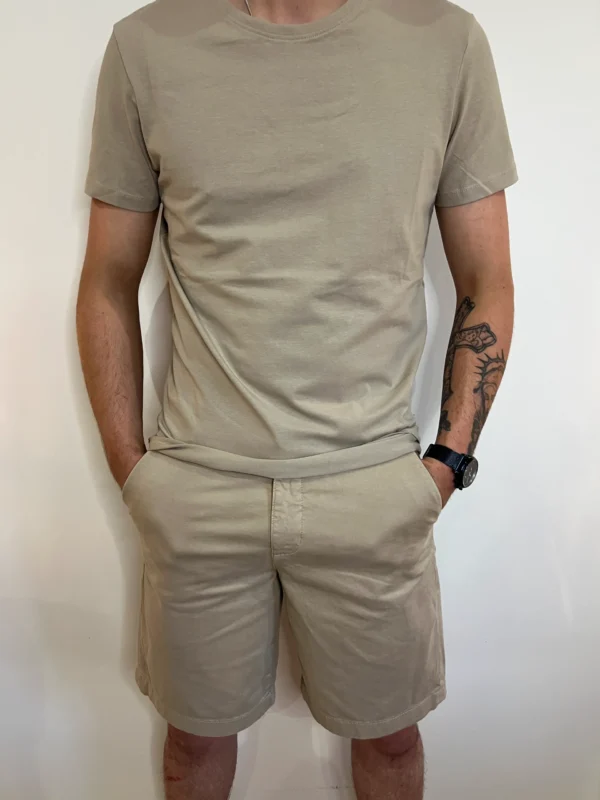 T-shirt homme col rond coton, kaki marine beige | Dream By C