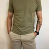 T-shirt homme col rond coton, kaki marine beige | Dream By C