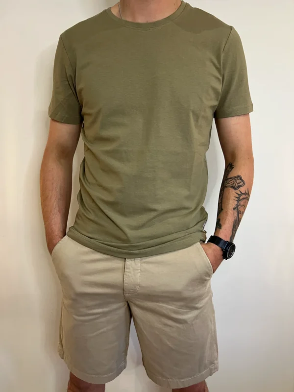 T-shirt homme col rond coton, kaki marine beige | Dream By C