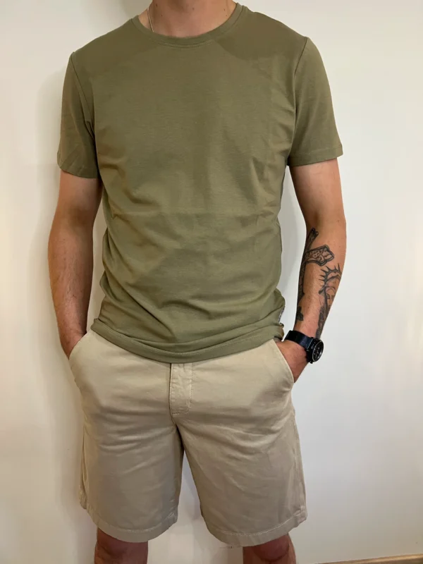 T-shirt homme col rond coton, kaki marine beige | Dream By C