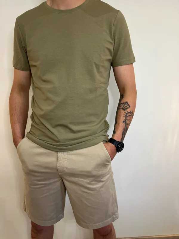 T-shirt homme col rond coton, kaki marine beige | Dream By C