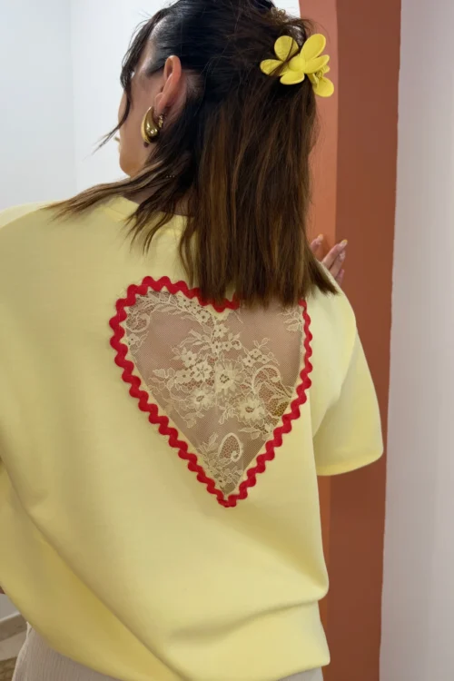 -t-shirt-oversize-coeur-dentelle-femme-rose-jaune-blanc- T-shirt oversize cœur dentelle femme | Dream By C