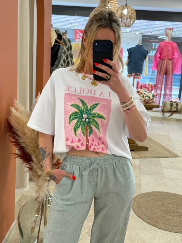 T-shirt oversize imprimé femme coton La Dolce Vita | Dream By C