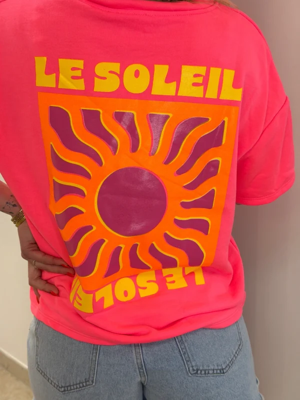 T-shirt sweat fluo femme Le Soleil imprimé | Dream By C
