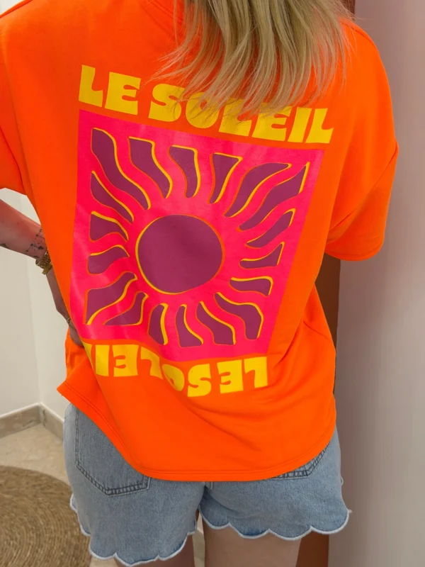 T-shirt sweat fluo femme Le Soleil imprimé | Dream By C