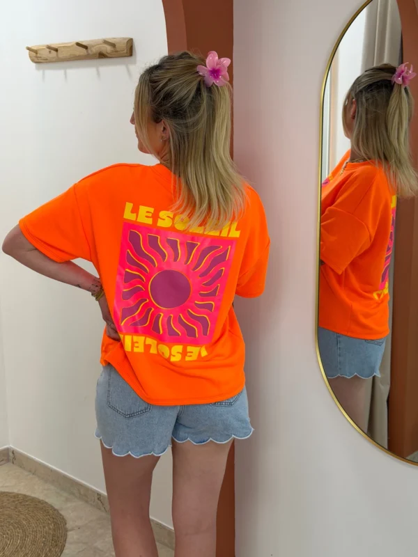 T-shirt sweat fluo femme Le Soleil imprimé | Dream By C