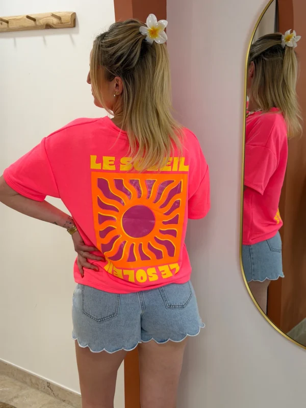 T-shirt sweat fluo femme Le Soleil imprimé | Dream By C