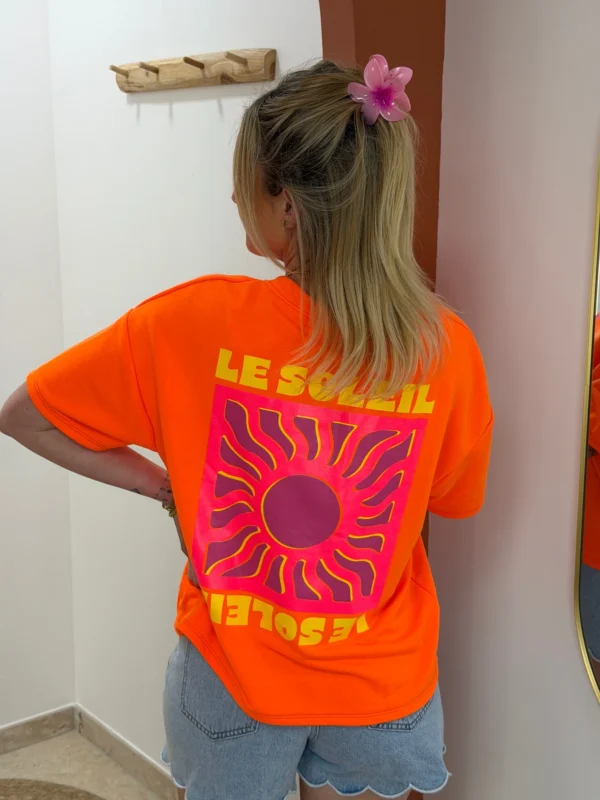 T-shirt sweat fluo femme Le Soleil imprimé | Dream By C
