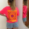 T-shirt sweat fluo femme Le Soleil imprimé | Dream By C