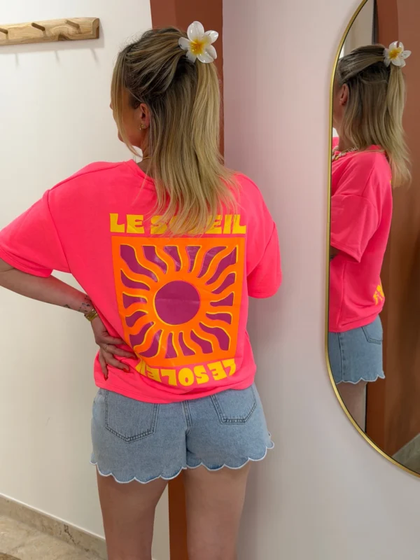 T-shirt sweat fluo femme Le Soleil imprimé | Dream By C