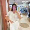 -top-broderie-femme-grande-taille-blanc-col-v-boutons Top broderie femme grande taille blanc col V boutons | Dream By C