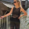Top crochet coton femme uni, écru ou noir | Dream By C